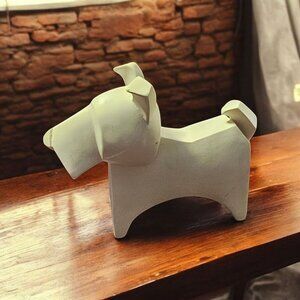 Geometric Abstract Shaped Terrier Dog Figurine Resin?  Wood? 3.75" x 5"  Unique
